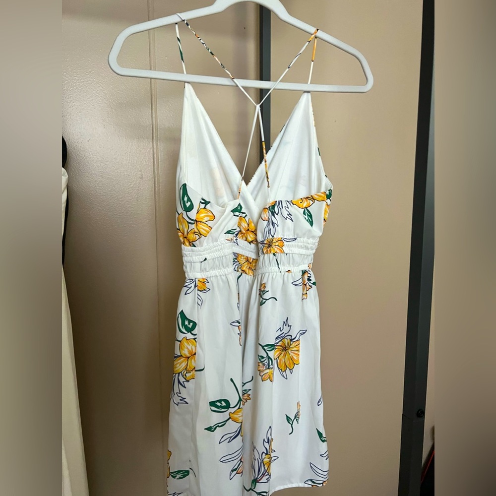 White, Flowered Pattern Romper - image 2